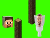 Крутящийся скибиди в туалете Flappy Minecraft
